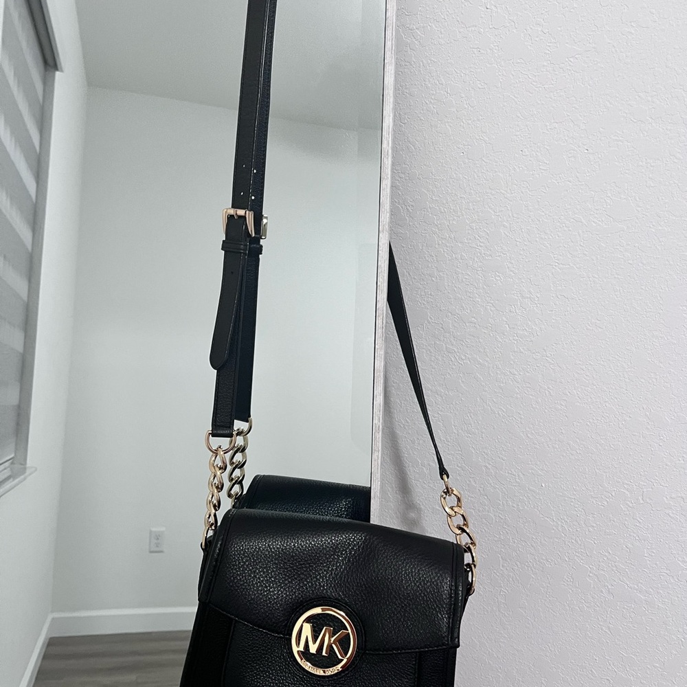 Michael Kors Black Crossbody Bag with Gold Accents
